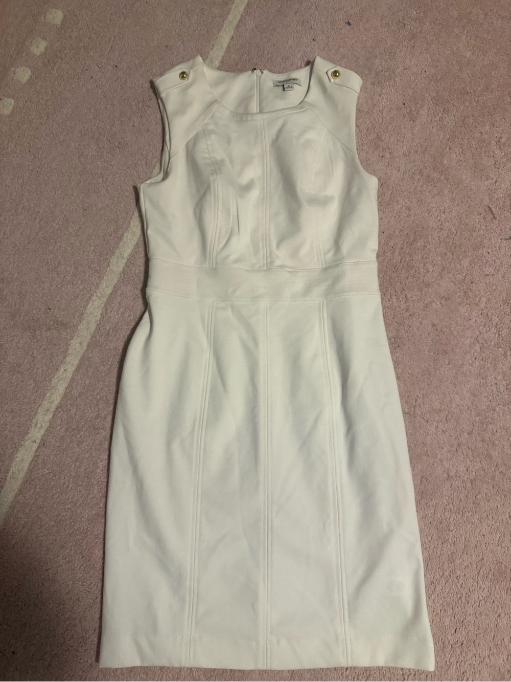 Banana Republic White Sleeveless Sheath Dress with Gold Buttons